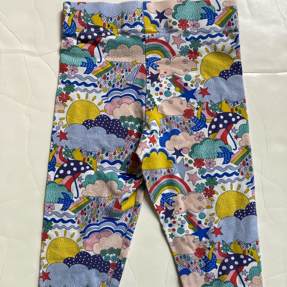 Mini Boden girls 5 6 weather print multicolor capris EUC